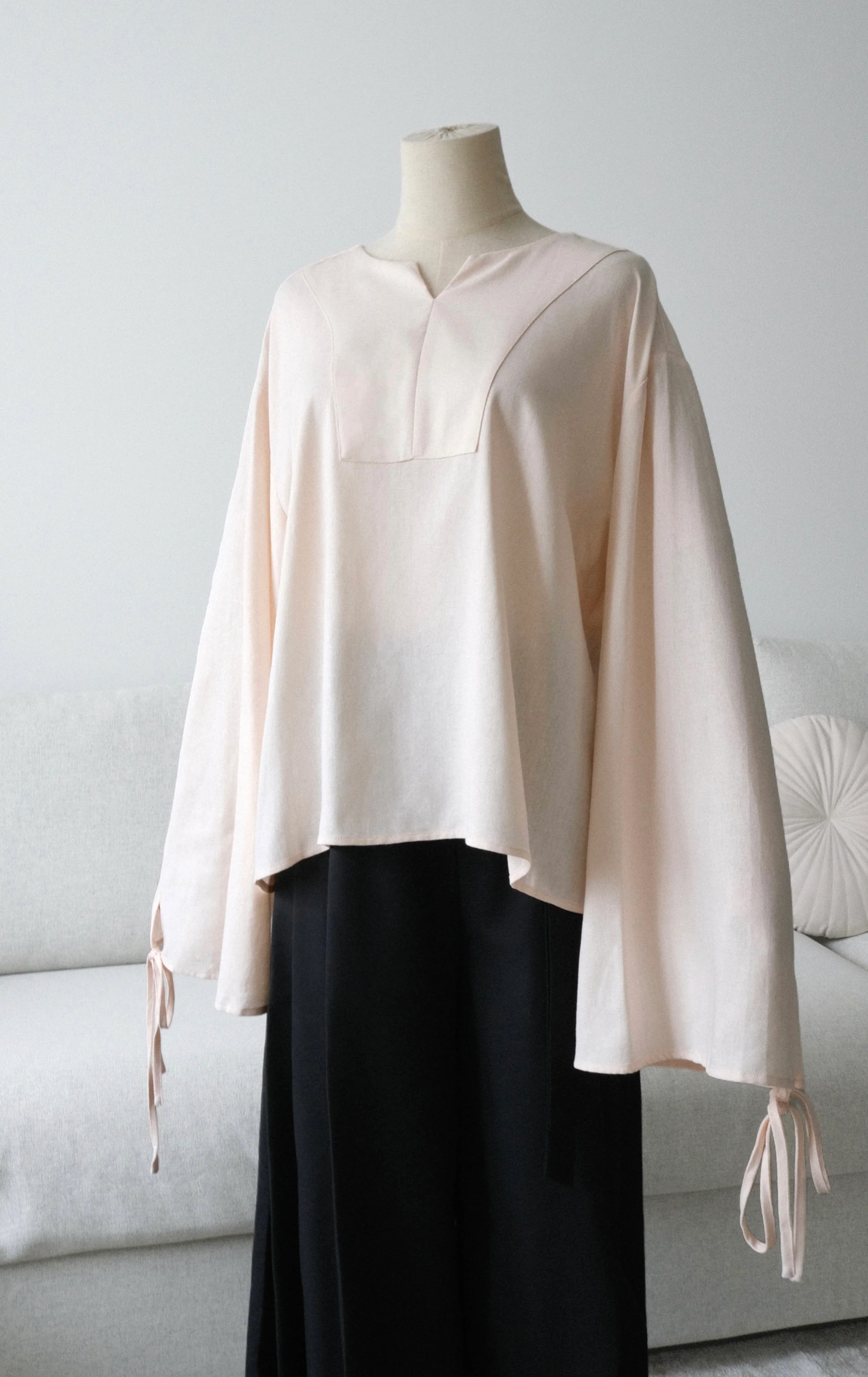 Haut à col V — Beige rosé