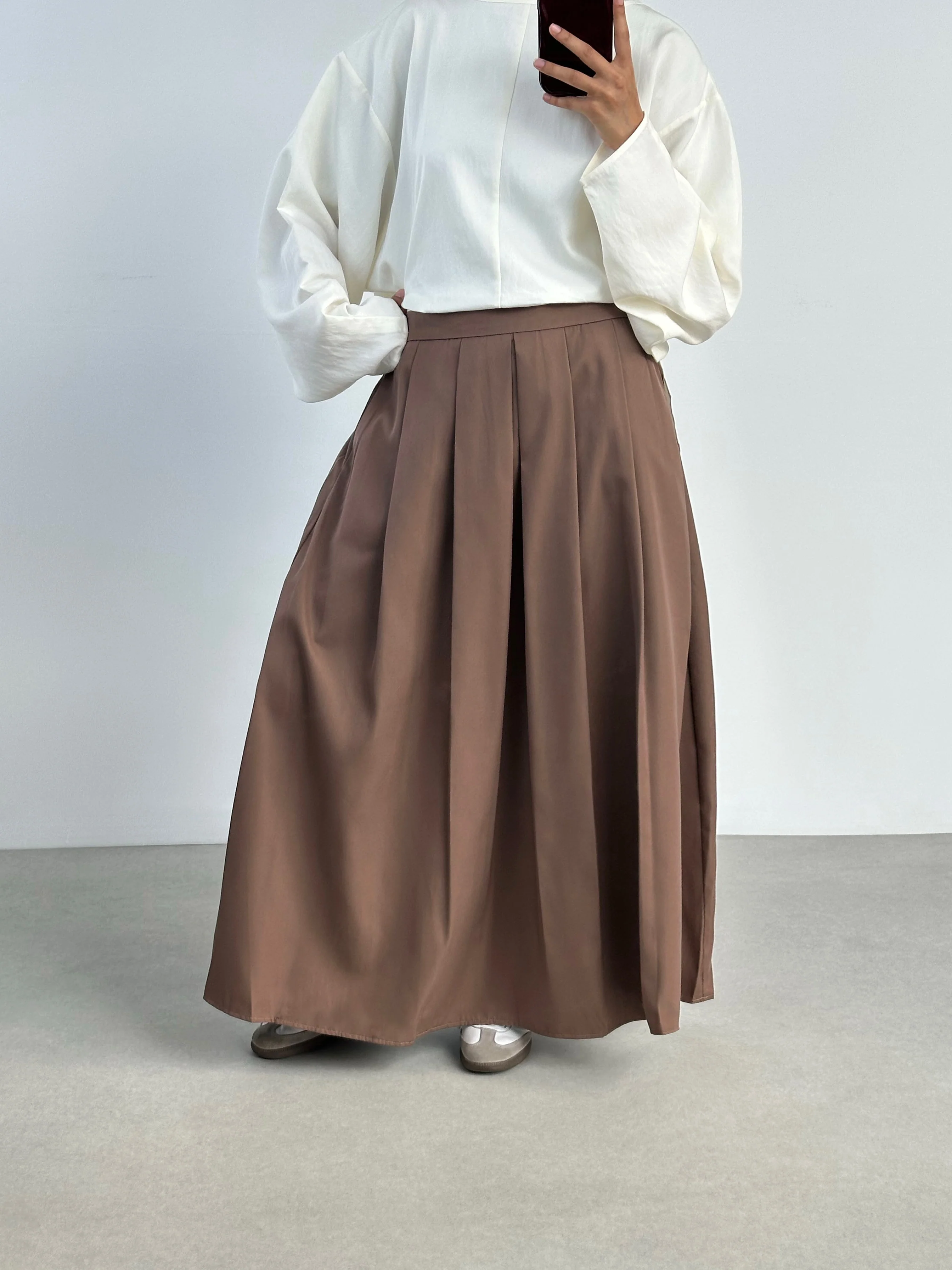Jupe trapèze fluide — Mocha