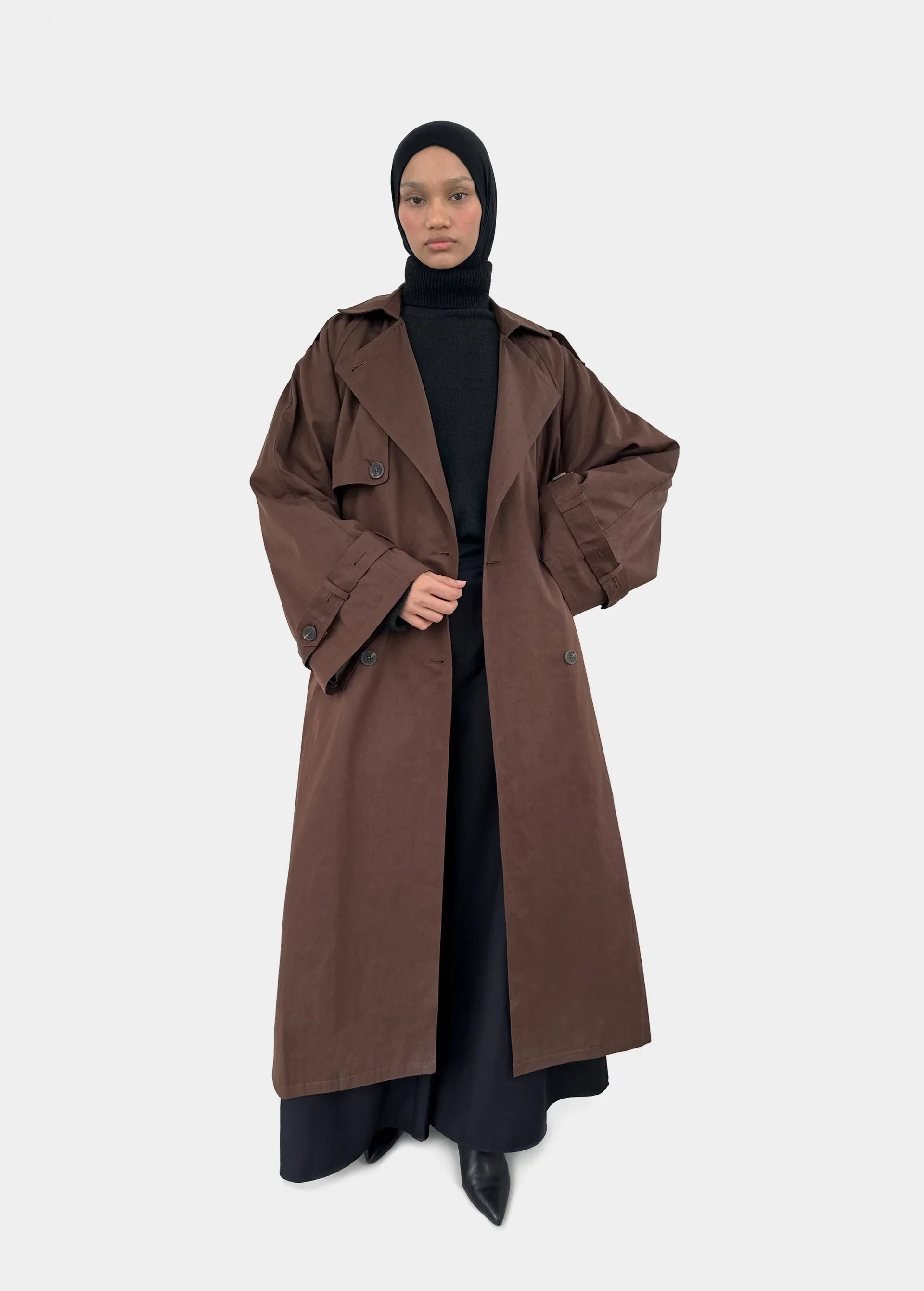 Trench oversize long — Marron - Image 2